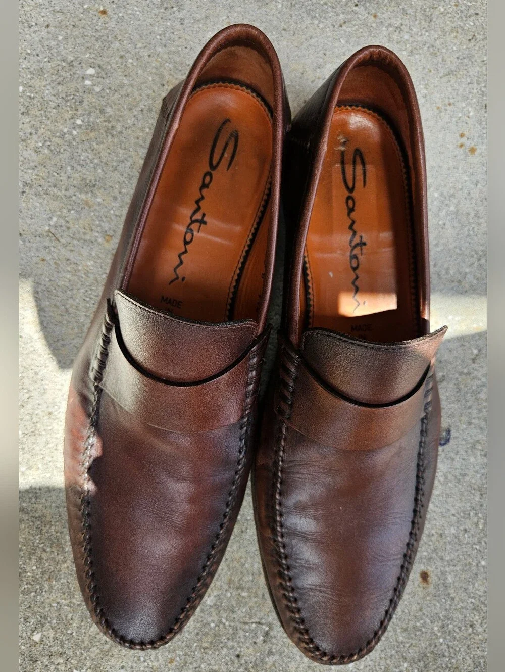 Santoni Mens Paine Plain Strap Loafer 62566 02 Brown Size 11.5 D Made in Italy